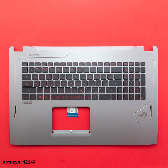 Клавиатура для ноутбука Asus GL702V, GL702VMK черная c серым топкейсом
