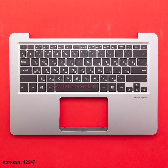 Клавиатура для ноутбука Asus UX310UA черная c серебристым топкейсом
