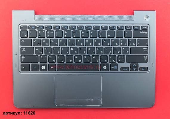 Клавиатура для ноутбука Samsung NP535U3C черная с серым топкейсом