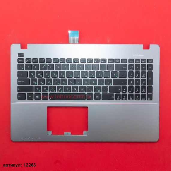 Клавиатура для ноутбука Asus X550C черная с серебристым топкейсом