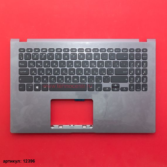 Клавиатура для ноутбука Asus VivoBook X509FA черная c серым топкейсом