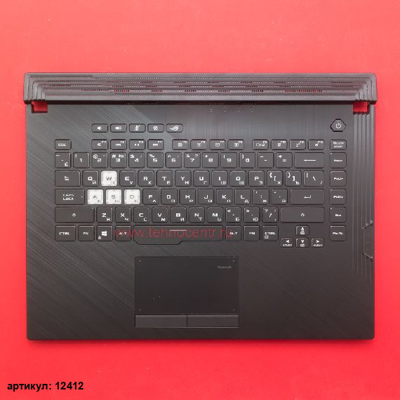 Клавиатура для ноутбука Asus ROG Strix G531GU черная с черным топкейсом, с подсветкой