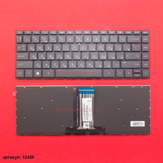 Клавиатура для ноутбука HP 14-DK, 14-BA черная без рамки, с подсветкой