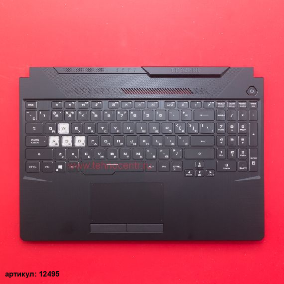 Клавиатура для ноутбука Asus FA506IH черная с черным топкейсом