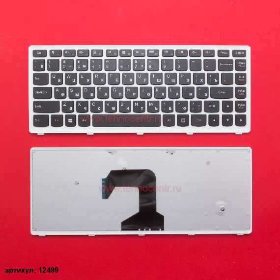 Клавиатура для ноутбука Lenovo IdeaPad S300 черная с белой рамкой