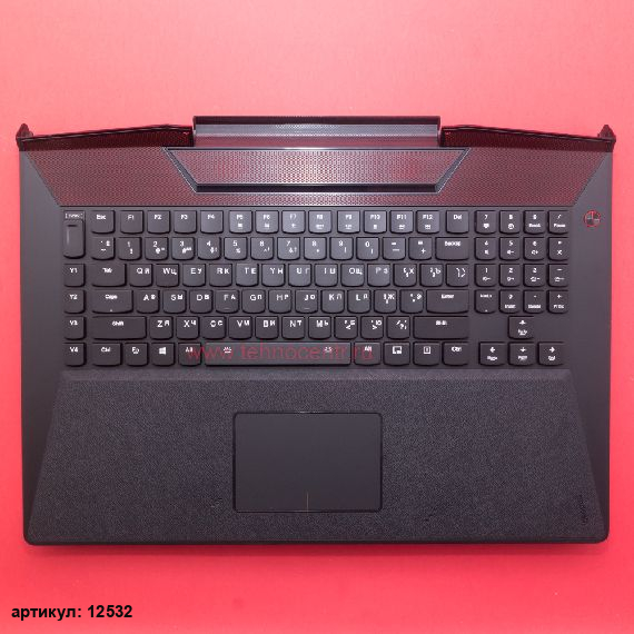 Клавиатура для ноутбука Lenovo Y900-17ISK чёрная с черным топкейсом