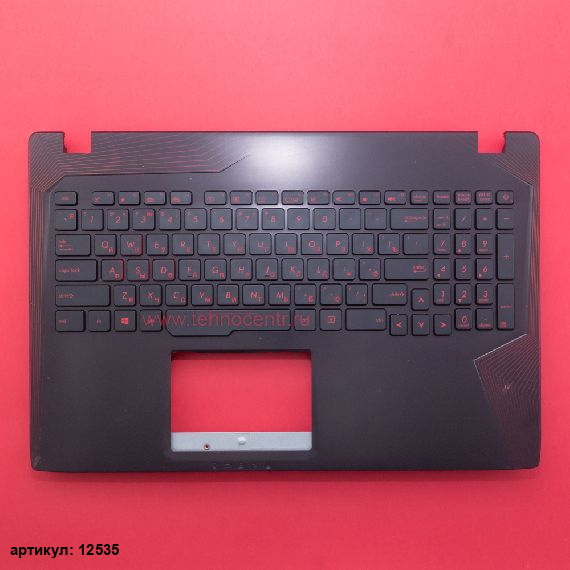 Клавиатура для ноутбука Asus GL553VD черная c черным топкейсом (тонкий шлейф подсветки) версия 2
