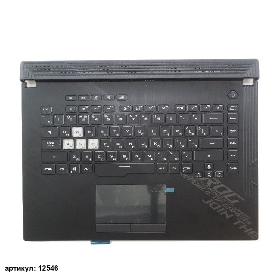 Клавиатура для ноутбука Asus ROG Strix G512LW, G512LU черная с черным топкейсом, с подсветкой