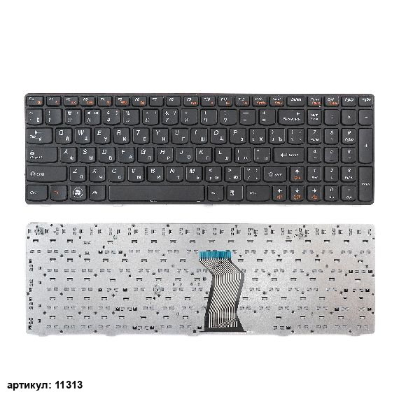 Клавиатура для ноутбука Lenovo B570, V570, Z570 черная с черной рамкой