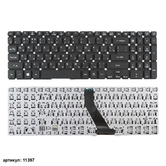 Клавиатура для ноутбука Acer V5-531 черная без рамки, плоский Enter