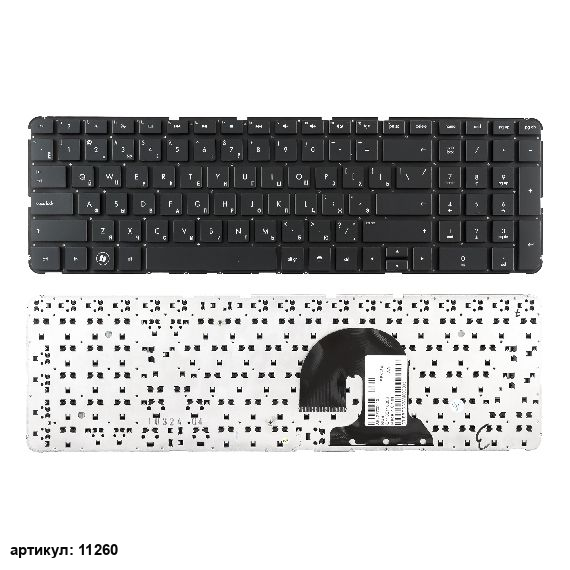 Клавиатура для ноутбука HP dv7-4000 черная без рамки, плоский Enter