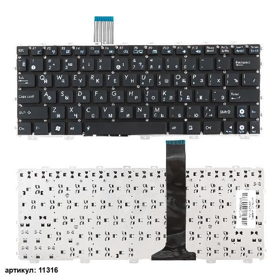 Клавиатура для ноутбука Asus Eee PC 1011, 1015 черная без рамки, версия 1