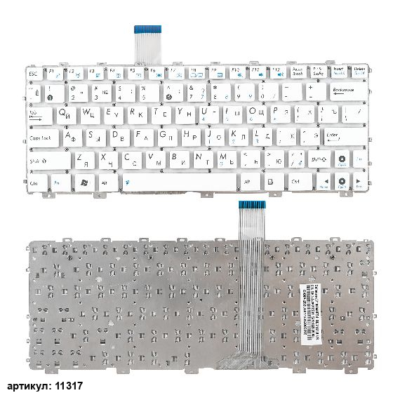 Клавиатура для ноутбука Asus Eee PC 1011, 1015 белая без рамки, версия 1