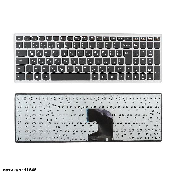 Клавиатура для ноутбука Lenovo P500, Z500 черная с серой рамкой