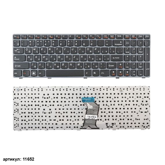Клавиатура для ноутбука Lenovo G570, G770, Z560 черная с серой рамкой