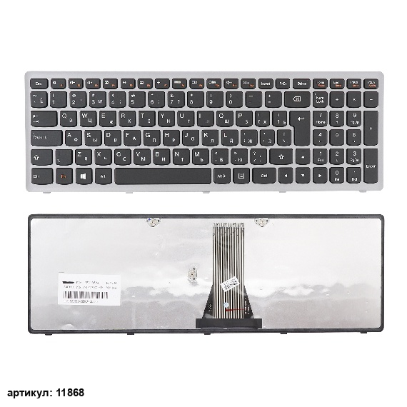 Клавиатура для ноутбука Lenovo G500S, S510, Z510 черная с серой рамкой