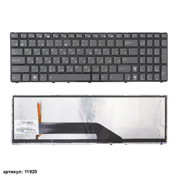 Клавиатура для ноутбука Asus K60, K60I черная с рамкой, с подсветкой
