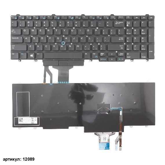 Клавиатура для ноутбука Dell E5550, E5570 черная без рамки, со стиком