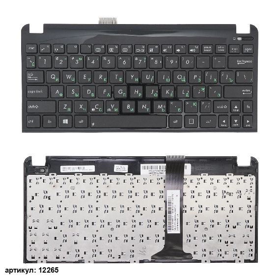 Клавиатура для ноутбука Asus 1015E черная с черным топкейсом