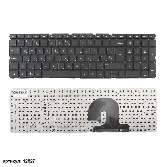 Клавиатура для ноутбука HP dv7-4000 черная без рамки, Г-образный Enter