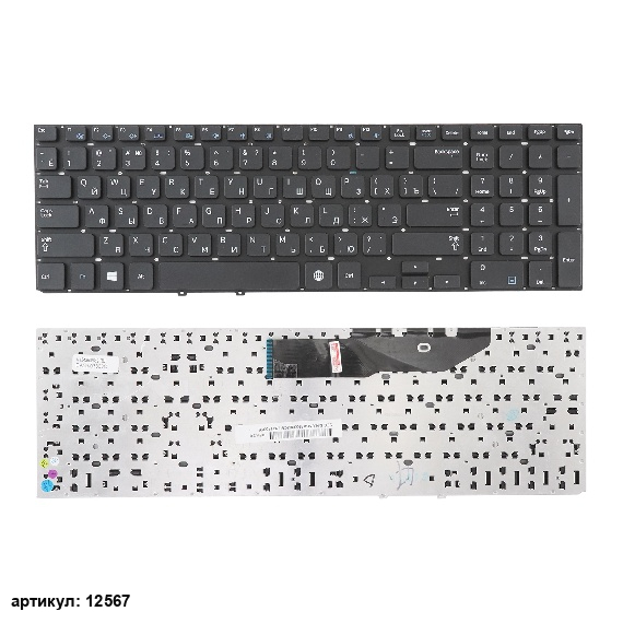 Клавиатура для ноутбука Samsung NP350E7C черная без рамки