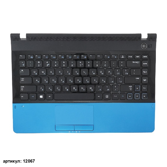 Клавиатура для ноутбука Samsung NP300E4A черная с синим топкейсом