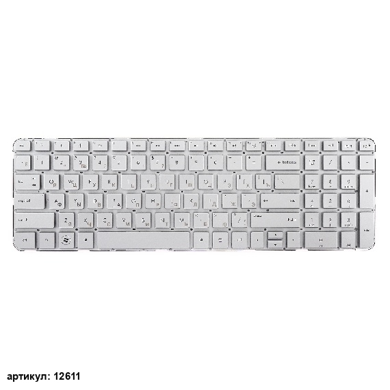 Клавиатура для ноутбука HP dv6-6000 серебристая без рамки, плоский Enter