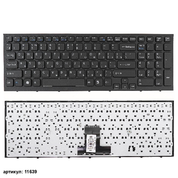 Клавиатура для ноутбука Sony VPC-EB черная с черной рамкой