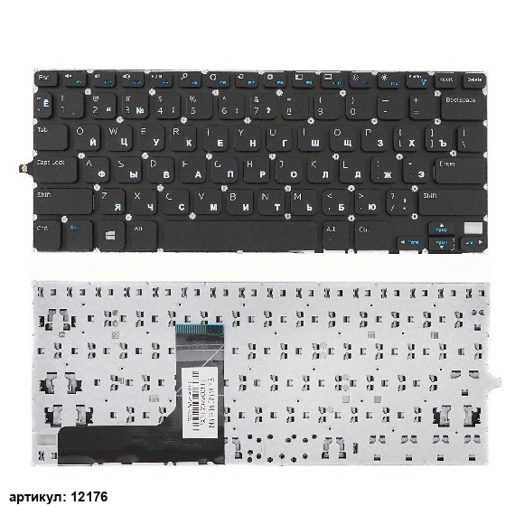 Клавиатура для ноутбука Dell 11 3147 черная без рамки, плоский Enter
