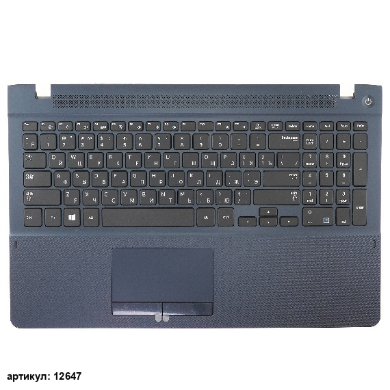Клавиатура для ноутбука Samsung NP510R5E черная c синим топкейсом