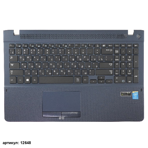 Клавиатура для ноутбука Samsung NP450R5G черная c синим топкейсом