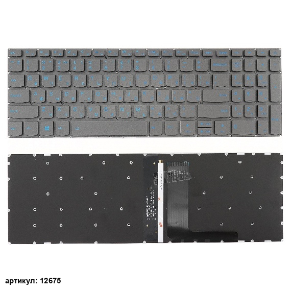 Клавиатура для ноутбука Lenovo IdeaPad L340-15API серая без рамки, с подсветкой
