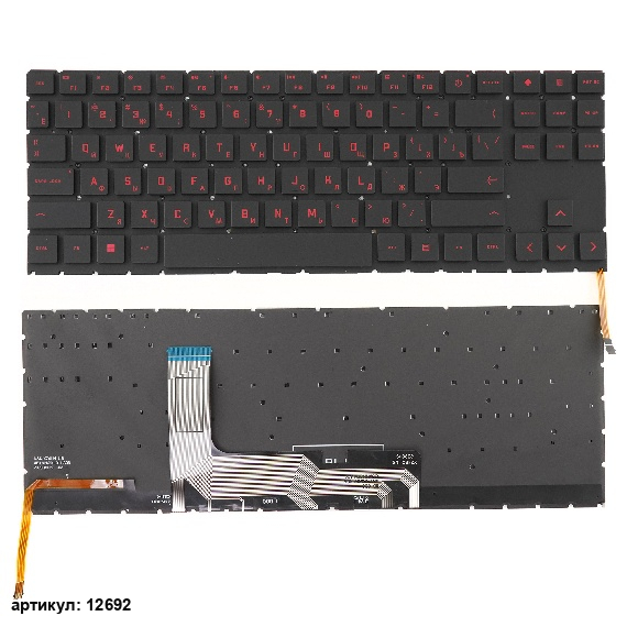 Клавиатура для ноутбука HP Omen 15-EN (AMD) черная с красной подсветкой