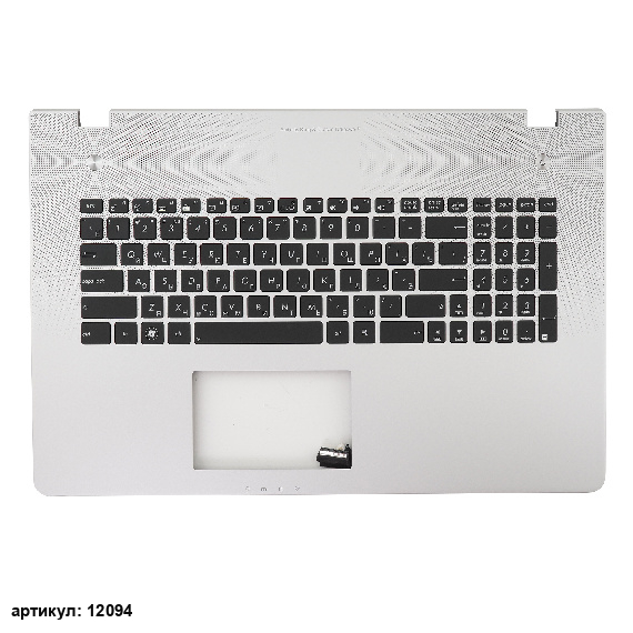 Клавиатура для ноутбука Asus N76 черная с серебристым топкейсом, с подсветкой