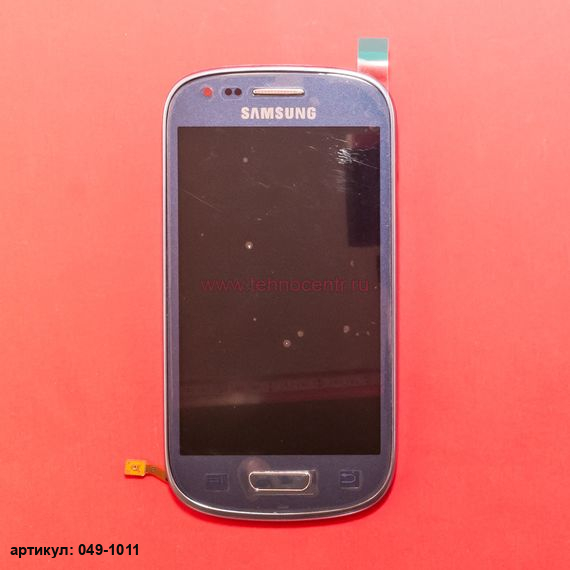 Дисплей в сборе с тачскрином для Samsung i8190 синий с рамкой